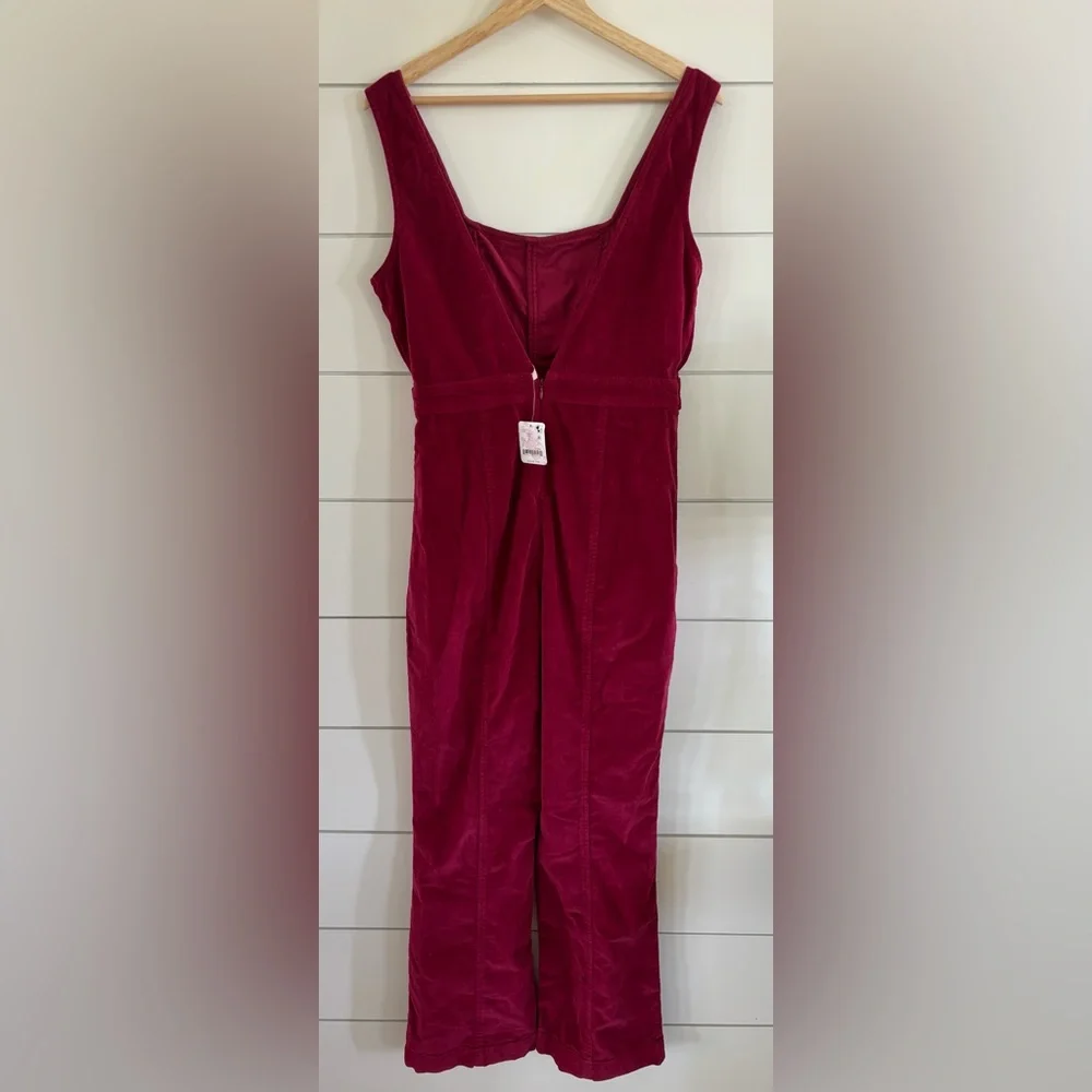 Free People Party Starter Belted Velvet Jumpsuit NWT - Picture 4 of 6